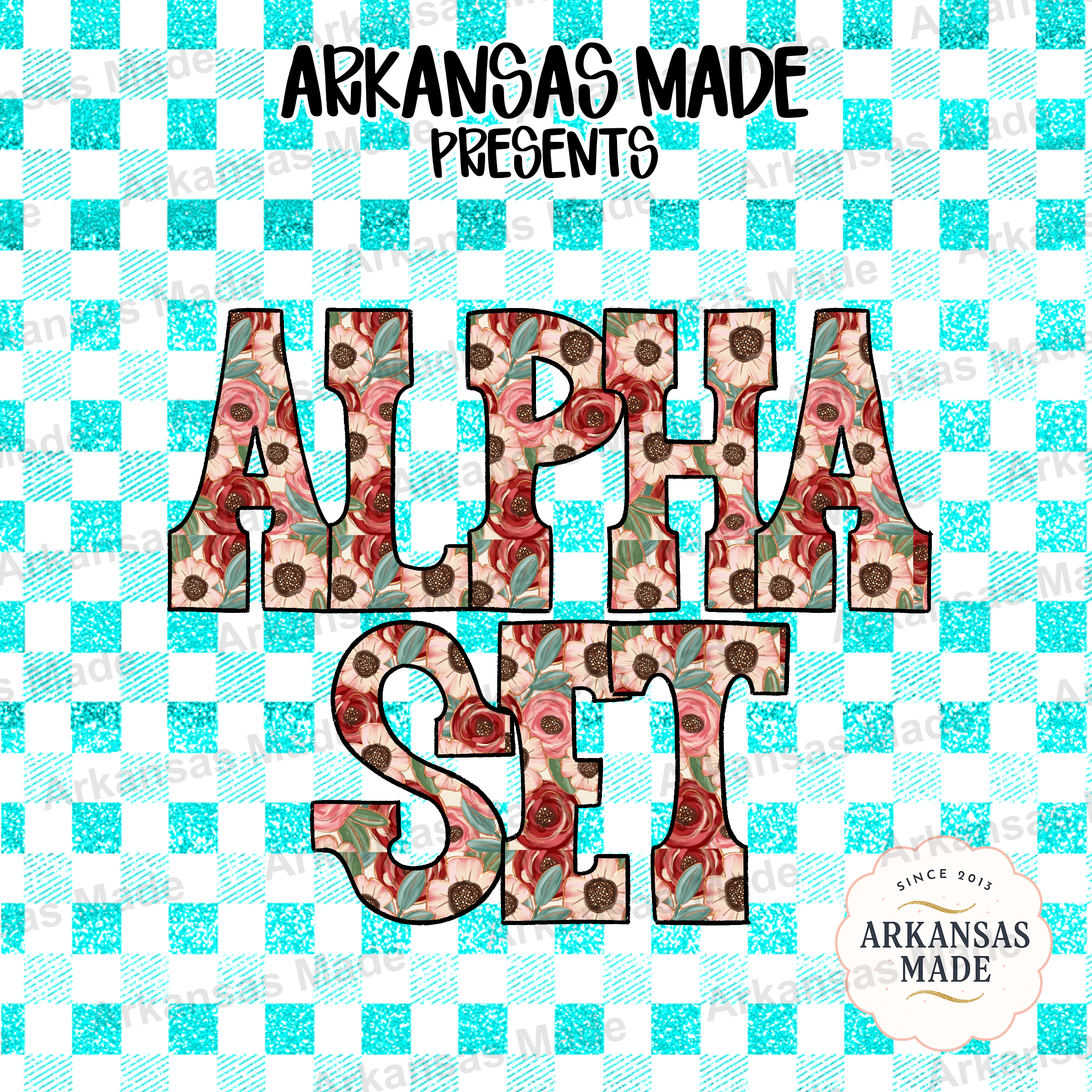 Floral Alpha PNG Set, Rustic Flower Alphabet Clipart, Watercolor Letters Digital Download for Sublimation & Crafts