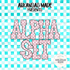 Pink Gingham Alpha PNGs | Sublimation Alphabet Digital Download | Pretty Letter Set for Crafts DIY