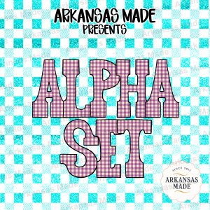 Purple Plaid Alpha PNGs Set, Gingham Alphabet Letters Clipart for Sublimation, Custom Name Art, Digital Download