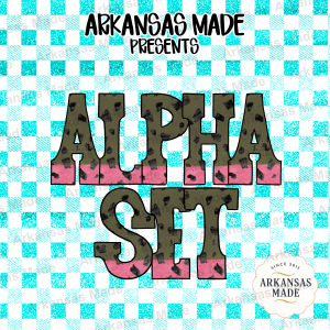 Trendy Cow Print Alpha PNGs, Animal Print Alphabet Letters Digital Download, Dalmatian Spot Font, Rustic Pink Green PNG Bundle