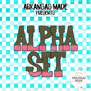 Chunky Distressed Alphabet PNGs, Two-Tone Olive Pink Letters, Boho Retro Sublimation Font Pack, Digital Download Alpha Set for Crafters &