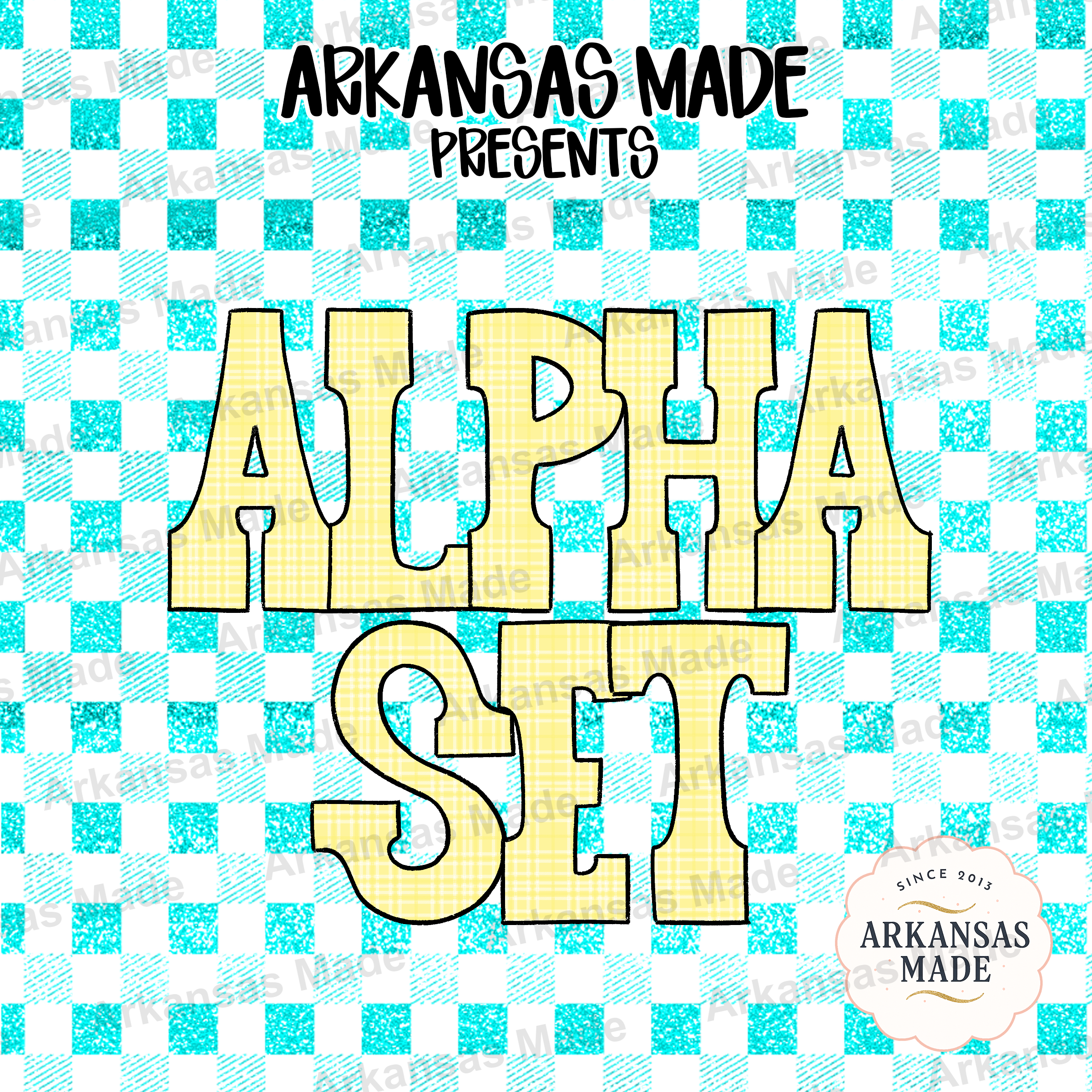 Yellow Plaid Alpha PNG Set, Gingham Letters Clipart, Preppy Font Digital Download, School Spirit Crafting Alphabet, Sublimation Design