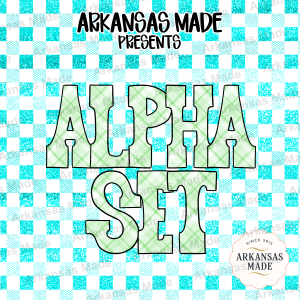 Green Plaid Alphabet PNG Set, Rustic Gingham Letters Clipart Bundle, Digital Alpha Pack for Crafts, Farmhouse Font PNG