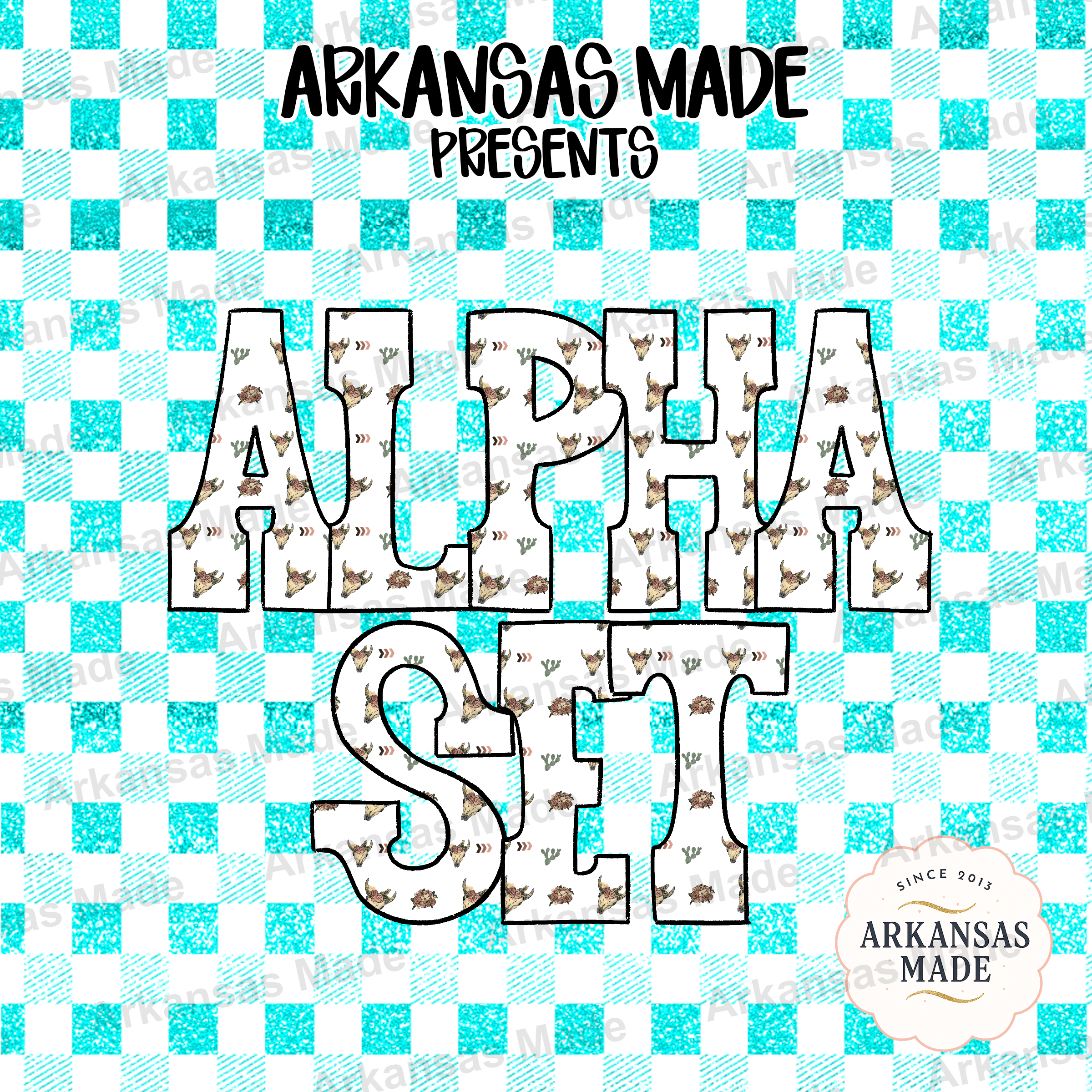 Western Alpha PNG Set, Floral Bull Skull Alphabet Letters, Boho Cowgirl Sublimation Design, Cactus Alpha Pack, Digital Download