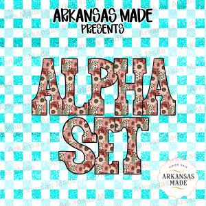 Floral Alpha PNG Bundle with Blush Roses & Greenery, Faux Gold Leopard Print Letters, Instant Download Sublimation Design