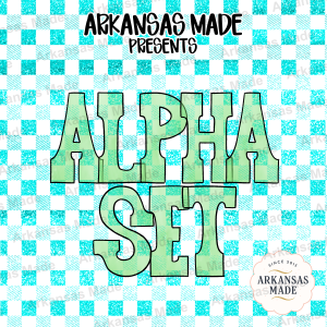 Green Gingham Alpha PNG Set | Plaid Alphabet Letters | Digital Download for Crafting & Sublimation Design Files