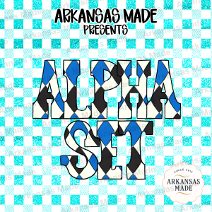 Argyle Blue Black Alpha PNGs Set, Harlequin Letters Font, Digital Download, Preppy Monogram Varsity Letters, Sporty Team Design Crafters