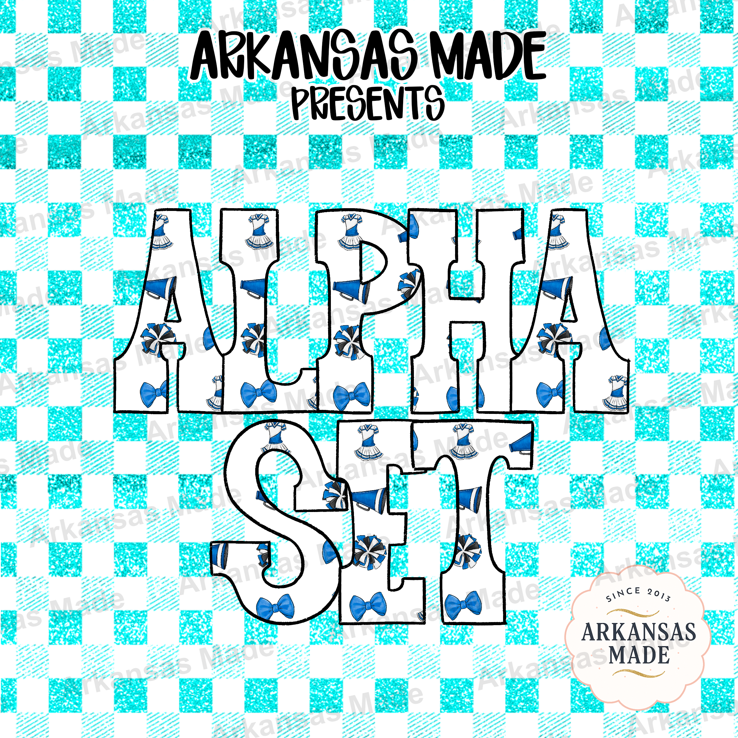 Cheerleader Alpha PNGs Set | Cheer Squad Digital Alphabet Letters | School Spirit Megaphone Pom Pom Bow Font for Crafters & Team Gifts