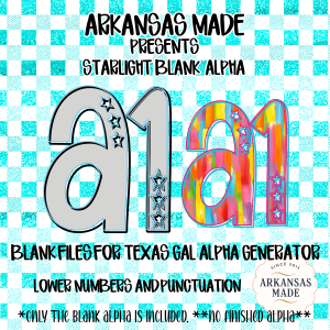 Starlight Blank PNG Alpha Set | Customizable Digital Alphabet, Numbers, Punctuation for Sublimation & DIY Crafting Projects