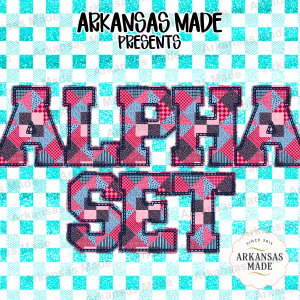 Patchwork Alpha PNGs Quilted Alphabet Letters, Red Blue Patriotic Initial PNG, Digital Download for Crafts, Varsity Font PNG, Farmhouse DIY
